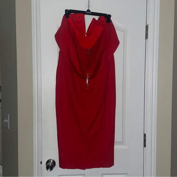 NICHOLAS PONTI RED SHOULDER BAND MIDI DRESS SIZE 10 NWT - Picture 5 of 6